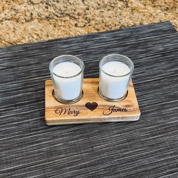 Wood Candle Holders – Personalized & Engraved Designs | Wolfpack Woodworks