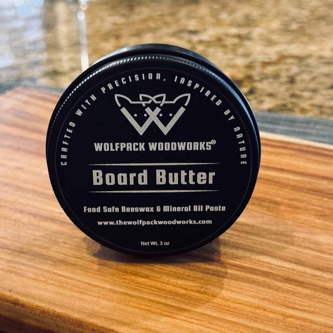 Food-safe beeswax and mineral oil board butter for wooden cutting boards
